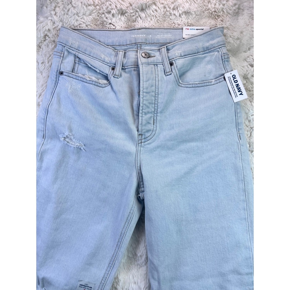Old Navy Sky-Hi Straight Ankle Jeans Womens 6 Light Wash Distressed High . A32 - Picture 3 of 7